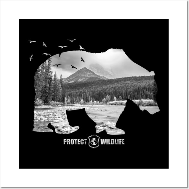 Protect Wildlife - Nature - Bear Silhouette Wall Art by JTYDesigns